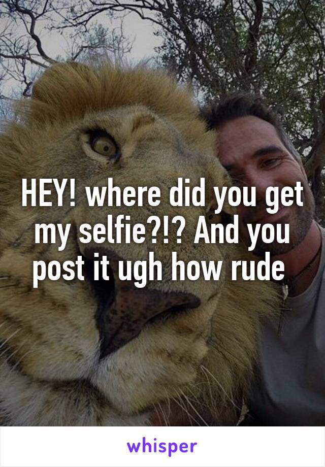 HEY! where did you get my selfie?!? And you post it ugh how rude 