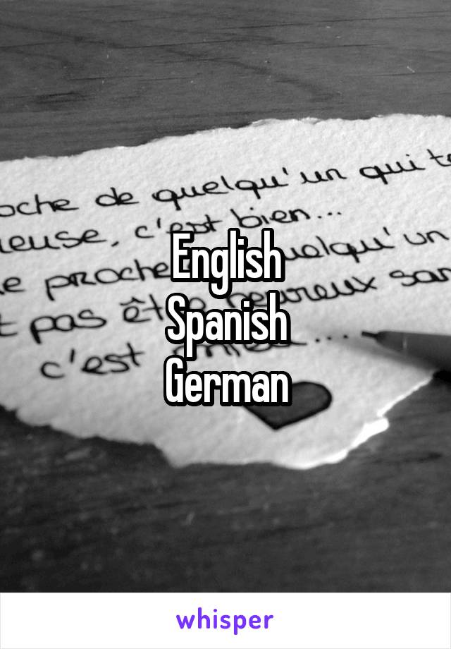 English
Spanish
German