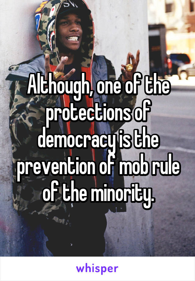 Although, one of the protections of democracy is the prevention of mob rule of the minority.