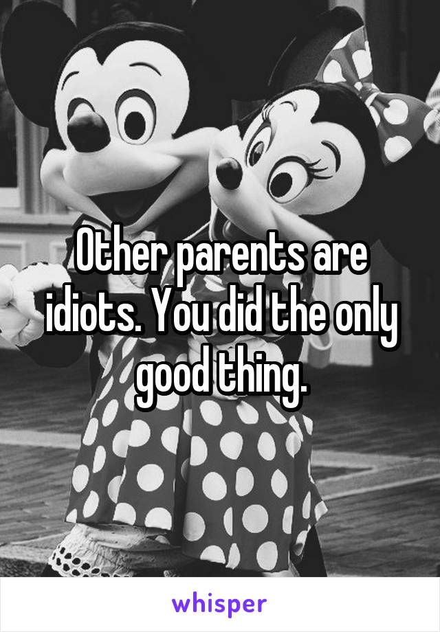 Other parents are idiots. You did the only good thing.