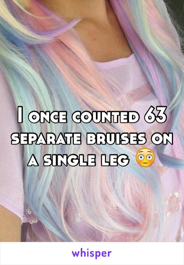 I once counted 63 separate bruises on a single leg 😳