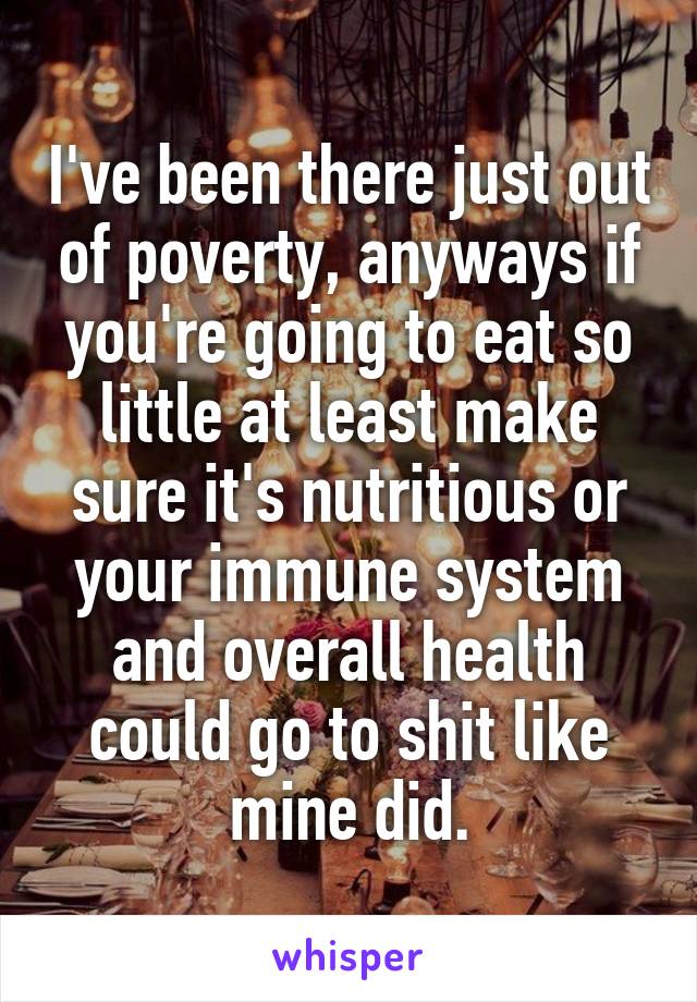 I've been there just out of poverty, anyways if you're going to eat so little at least make sure it's nutritious or your immune system and overall health could go to shit like mine did.