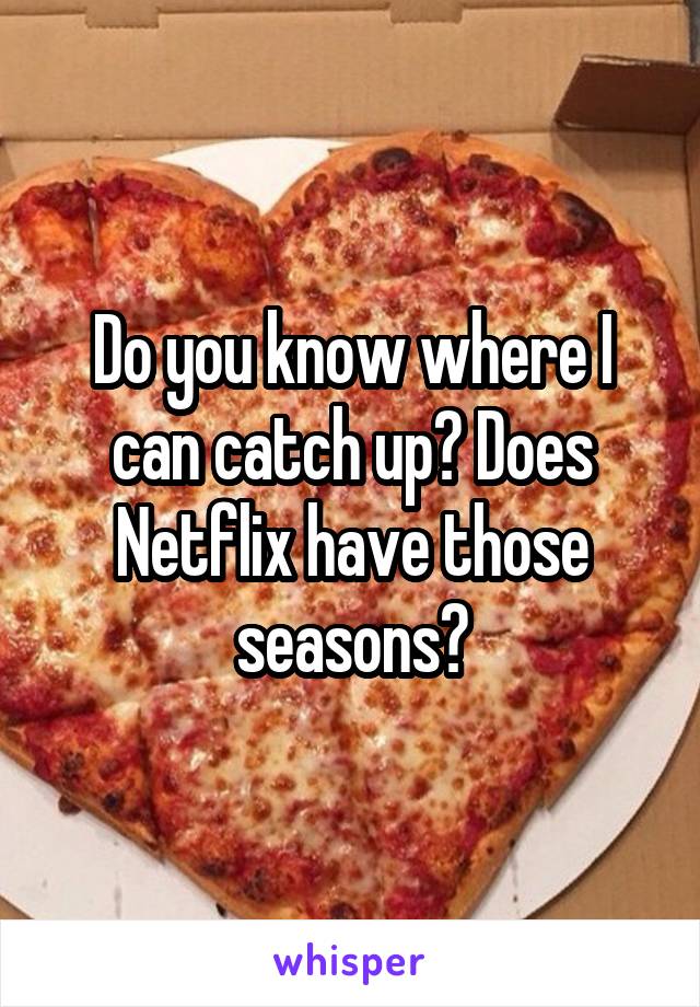 Do you know where I can catch up? Does Netflix have those seasons?