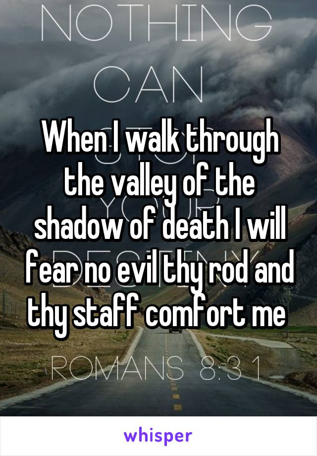 When I walk through the valley of the shadow of death I will fear no evil thy rod and thy staff comfort me 