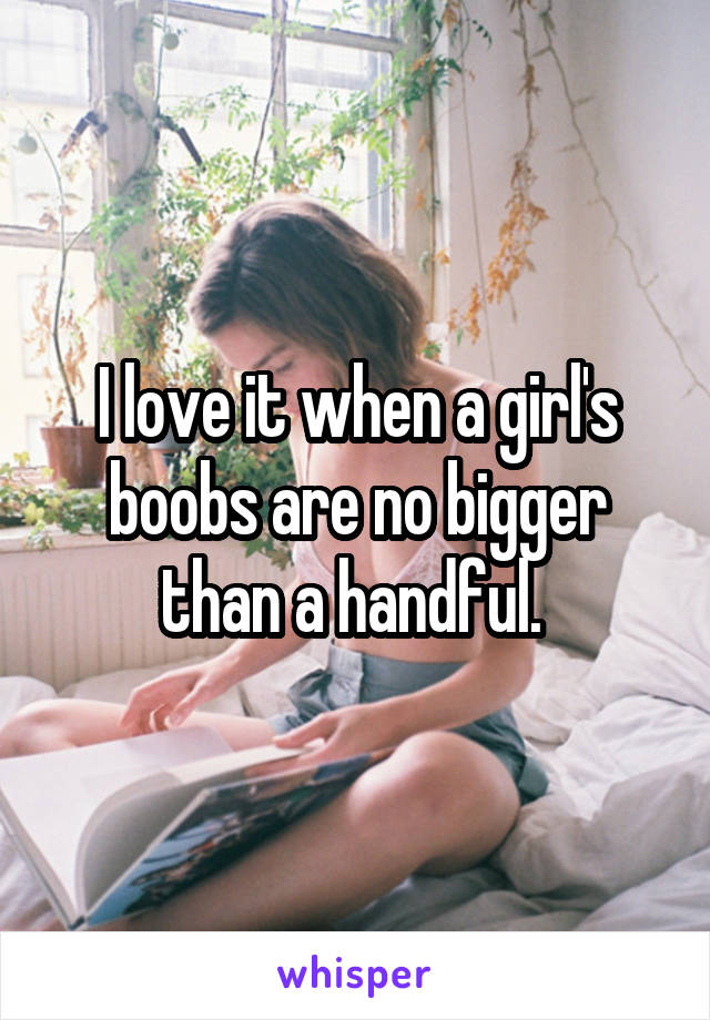 I love it when a girl's boobs are no bigger than a handful. 