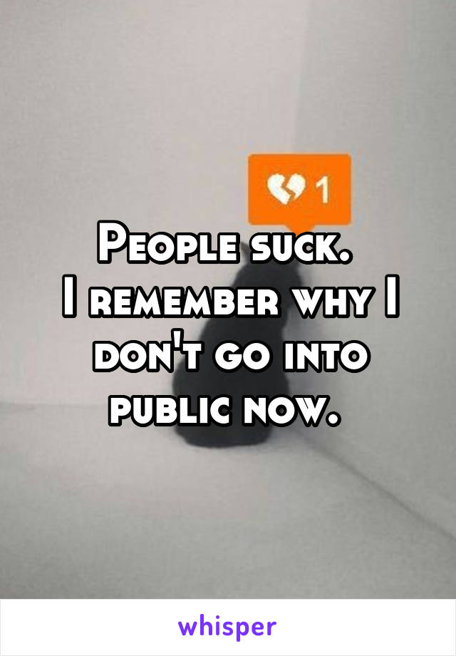 People suck. 
I remember why I don't go into public now. 