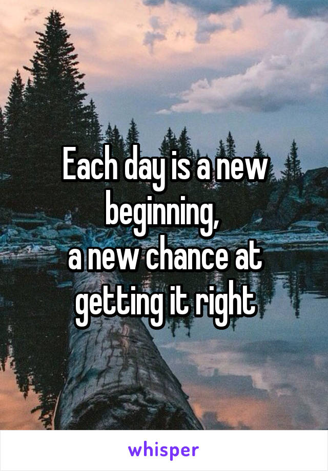 Each day is a new beginning, 
a new chance at getting it right