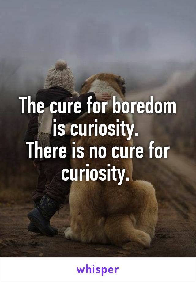 The cure for boredom is curiosity. 
There is no cure for curiosity. 