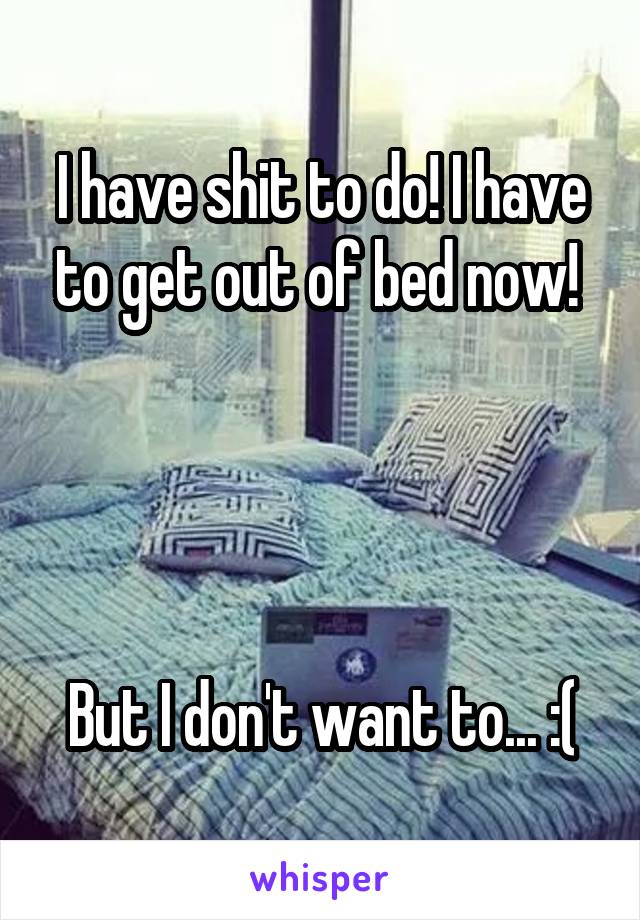I have shit to do! I have to get out of bed now! 




But I don't want to... :(