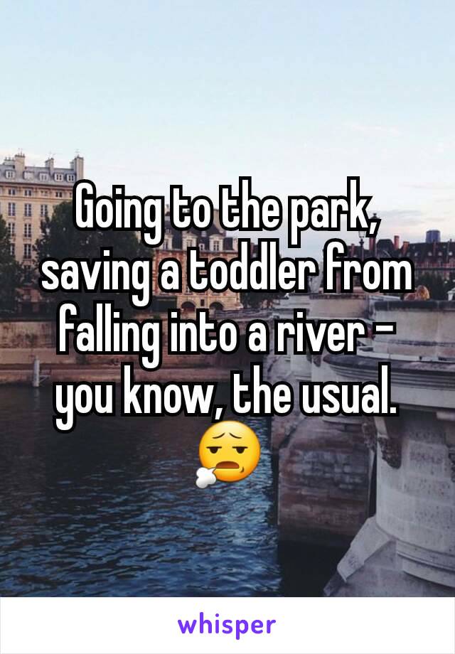 Going to the park, saving a toddler from falling into a river - you know, the usual. 😧