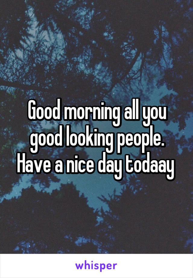 Good morning all you good looking people. Have a nice day todaay 