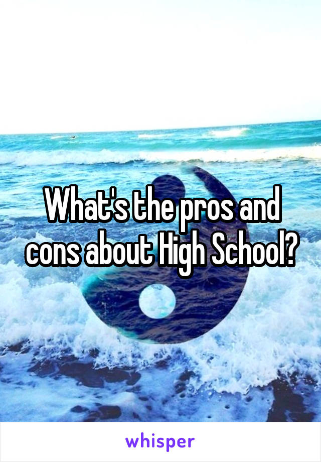 What's the pros and cons about High School?