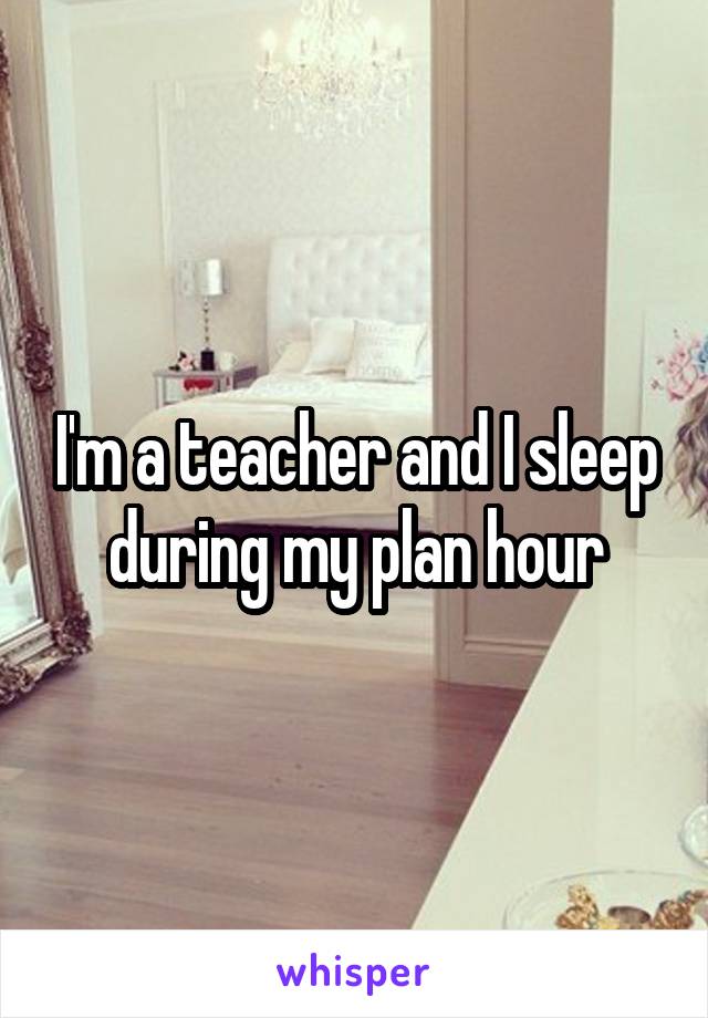 I'm a teacher and I sleep during my plan hour