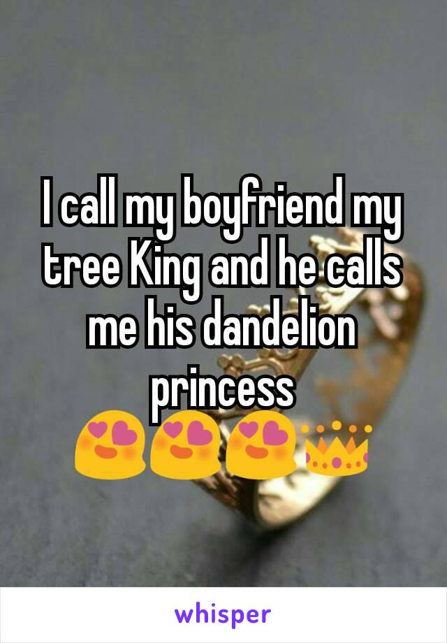I call my boyfriend my tree King and he calls me his dandelion princess
😍😍😍👑