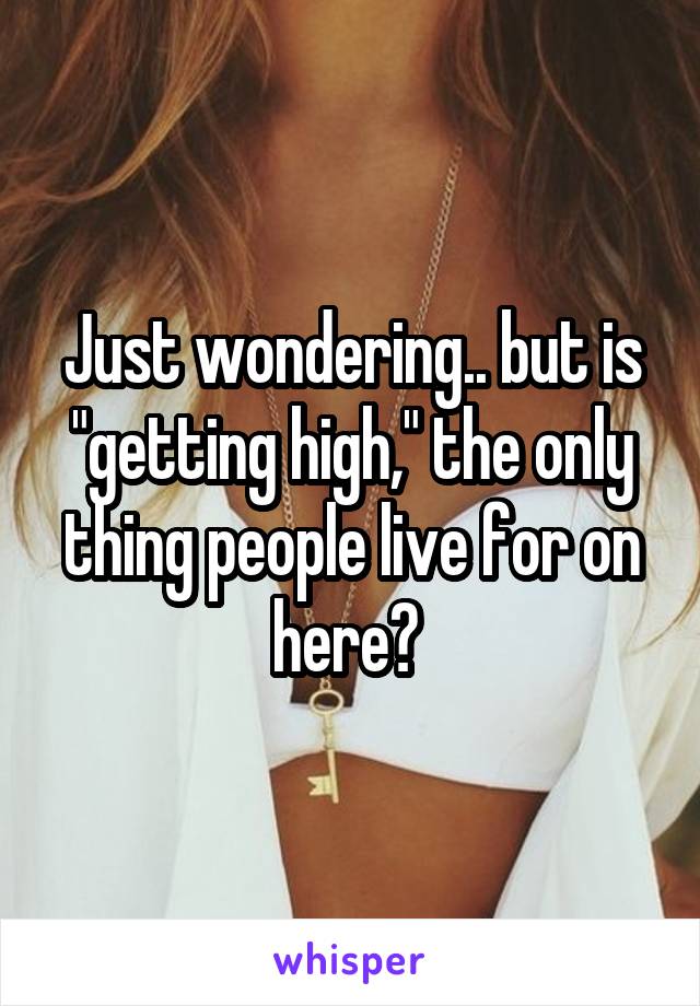 Just wondering.. but is "getting high," the only thing people live for on here? 