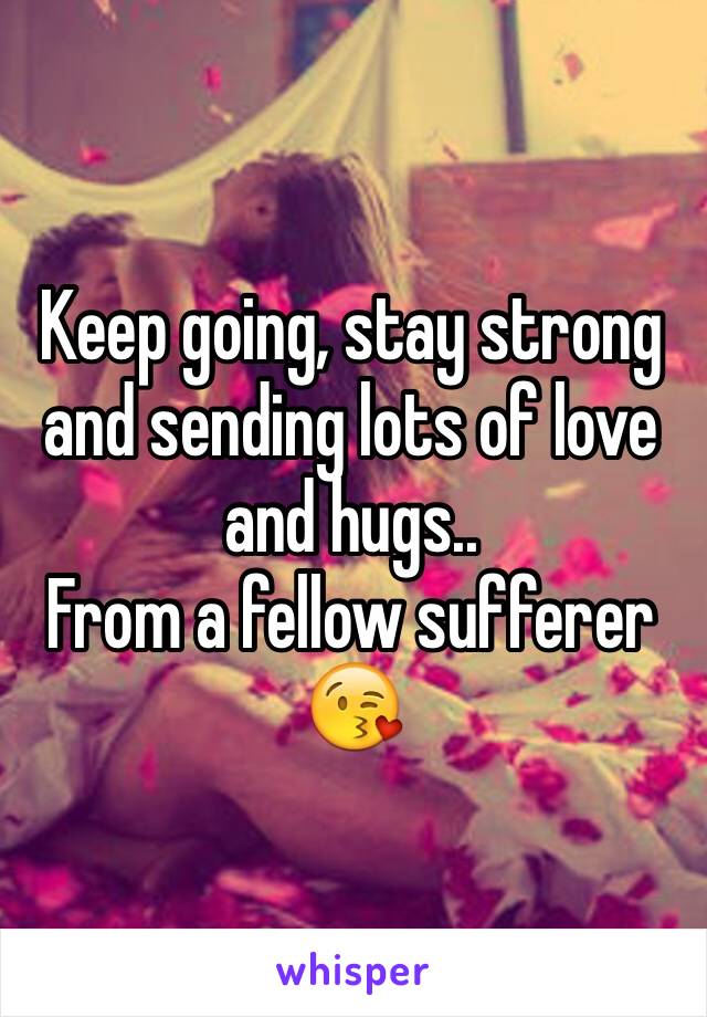 Keep going, stay strong and sending lots of love and hugs..
From a fellow sufferer 
😘