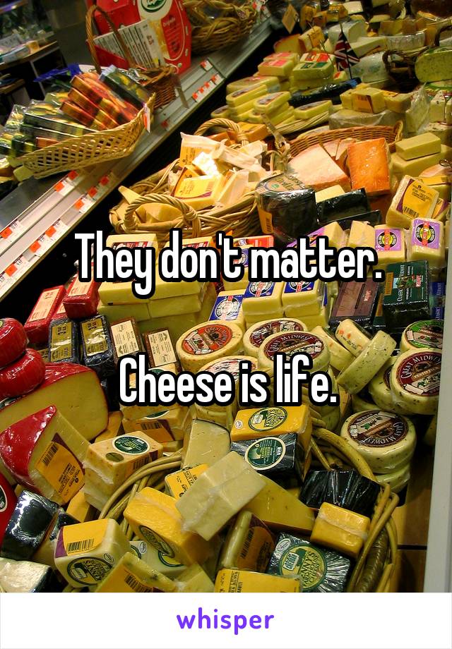 They don't matter.

Cheese is life.