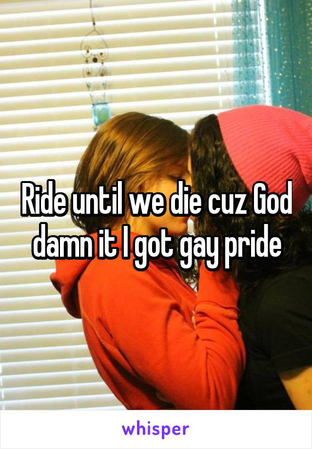 Ride until we die cuz God damn it I got gay pride