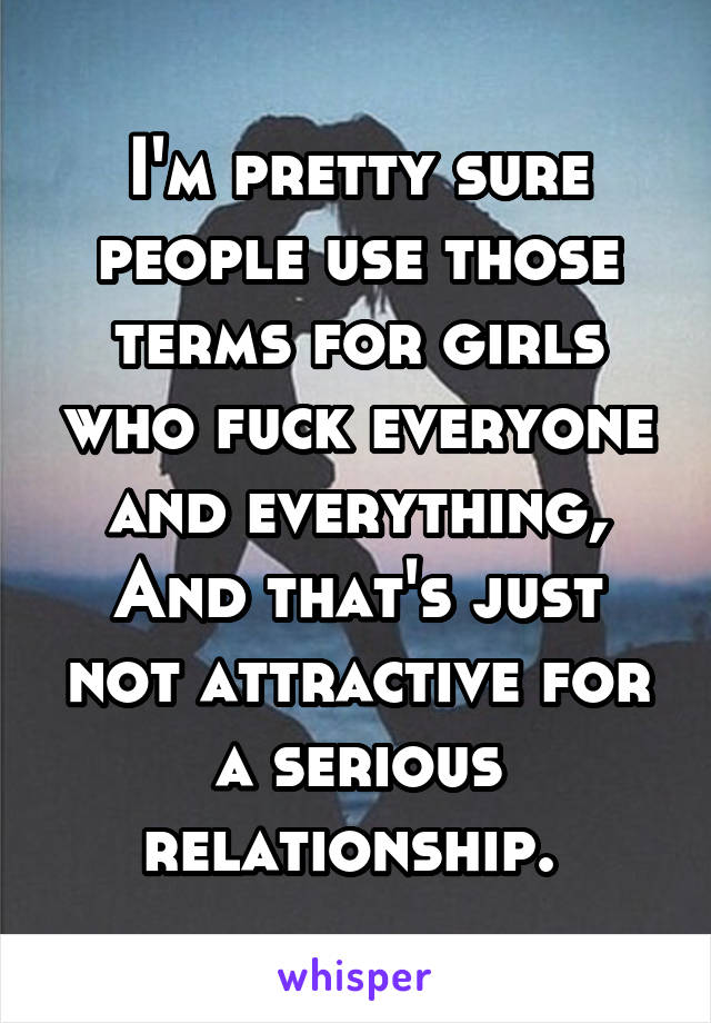 I'm pretty sure people use those terms for girls who fuck everyone and everything, And that's just not attractive for a serious relationship. 