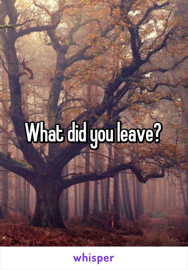 What did you leave? 