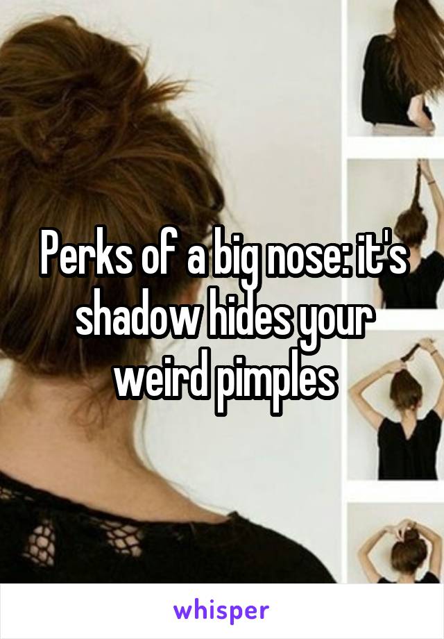 Perks of a big nose: it's shadow hides your weird pimples