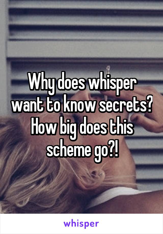 Why does whisper want to know secrets? How big does this scheme go?!