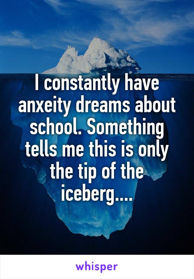 I constantly have anxeity dreams about school. Something tells me this is only the tip of the iceberg....