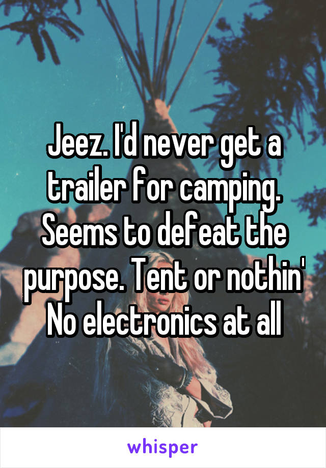 Jeez. I'd never get a trailer for camping. Seems to defeat the purpose. Tent or nothin'
No electronics at all