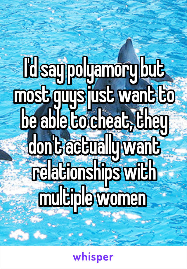 I'd say polyamory but most guys just want to be able to cheat, they don't actually want relationships with multiple women 