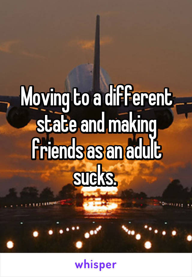 Moving to a different state and making friends as an adult sucks. 