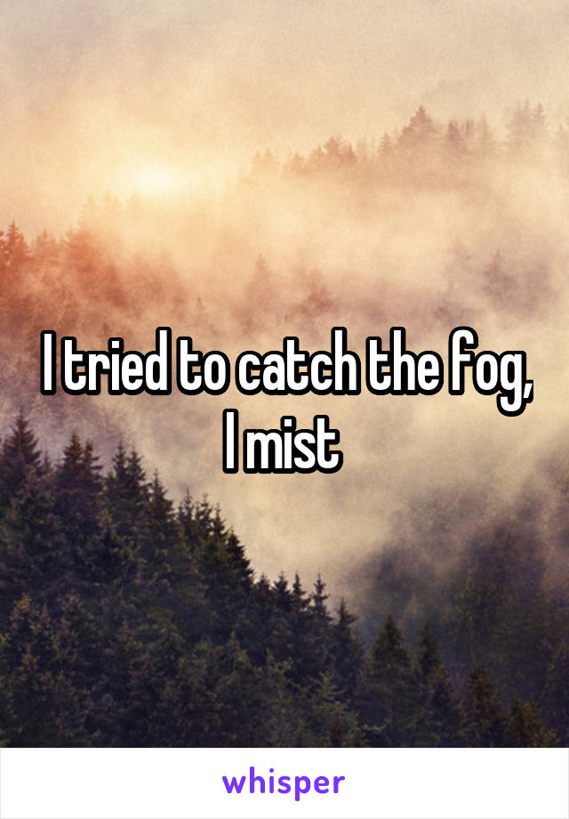 I tried to catch the fog, I mist 