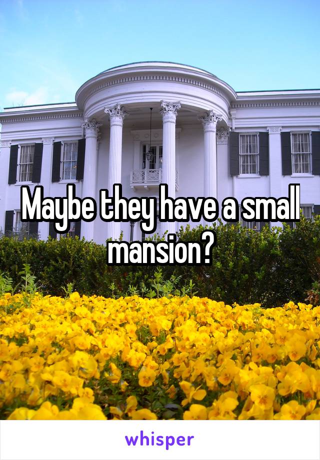 Maybe they have a small mansion?