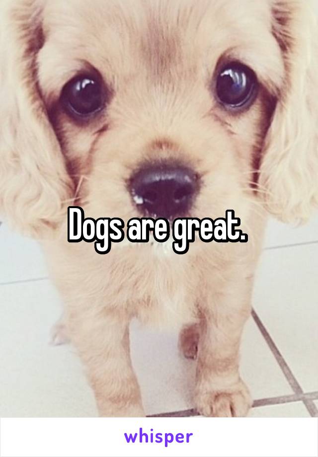 Dogs are great. 