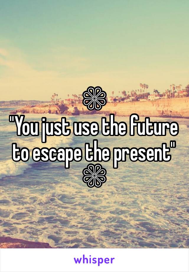 ❁
"You just use the future to escape the present"
❁