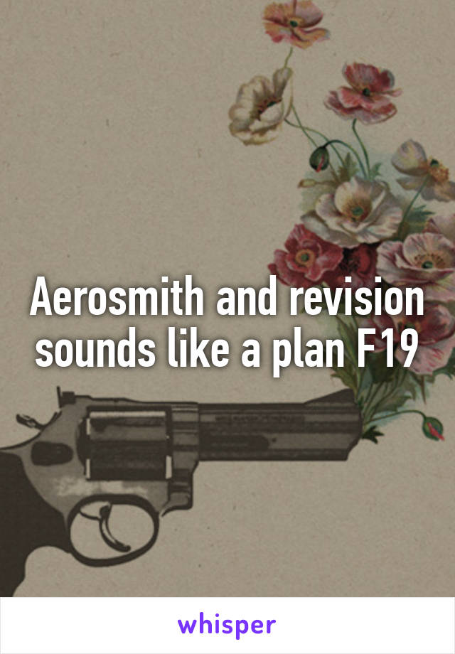 Aerosmith and revision sounds like a plan F19