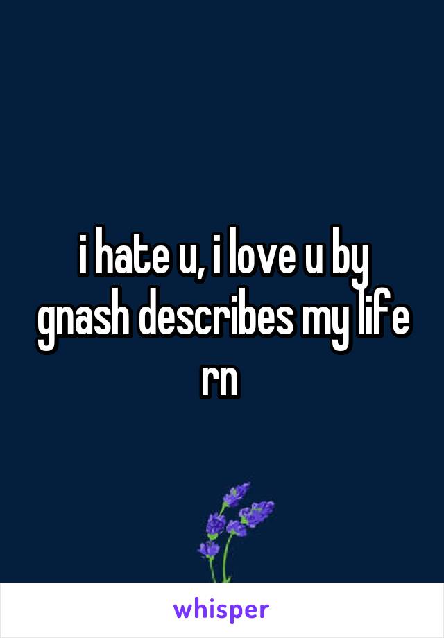 i hate u, i love u by gnash describes my life rn 