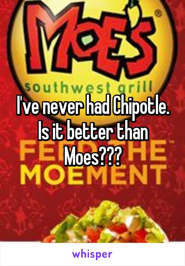 I've never had Chipotle. Is it better than Moes???