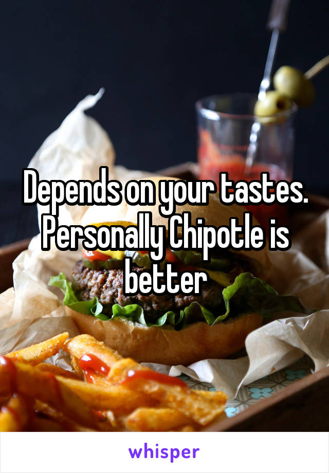 Depends on your tastes.
Personally Chipotle is better