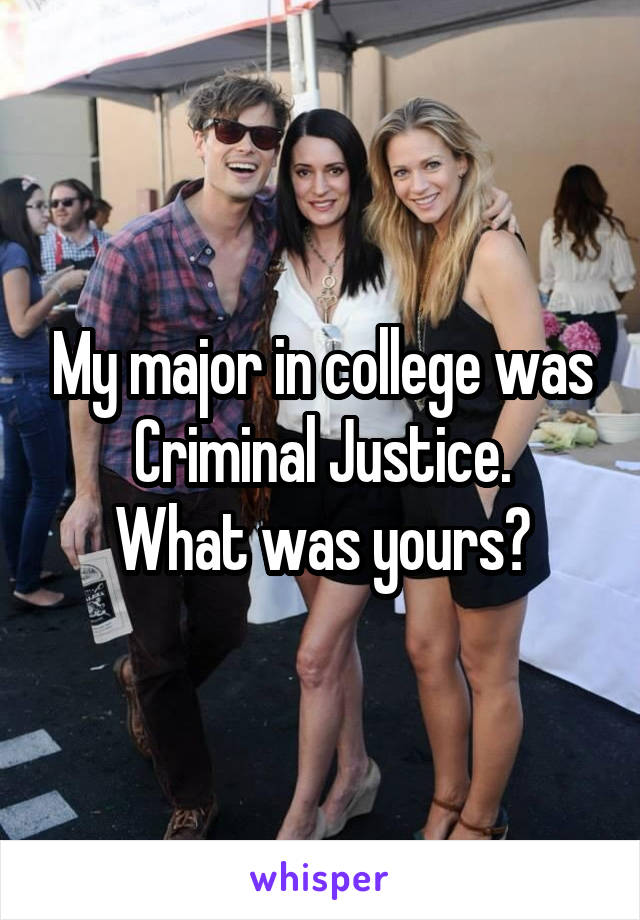 My major in college was Criminal Justice.
What was yours?