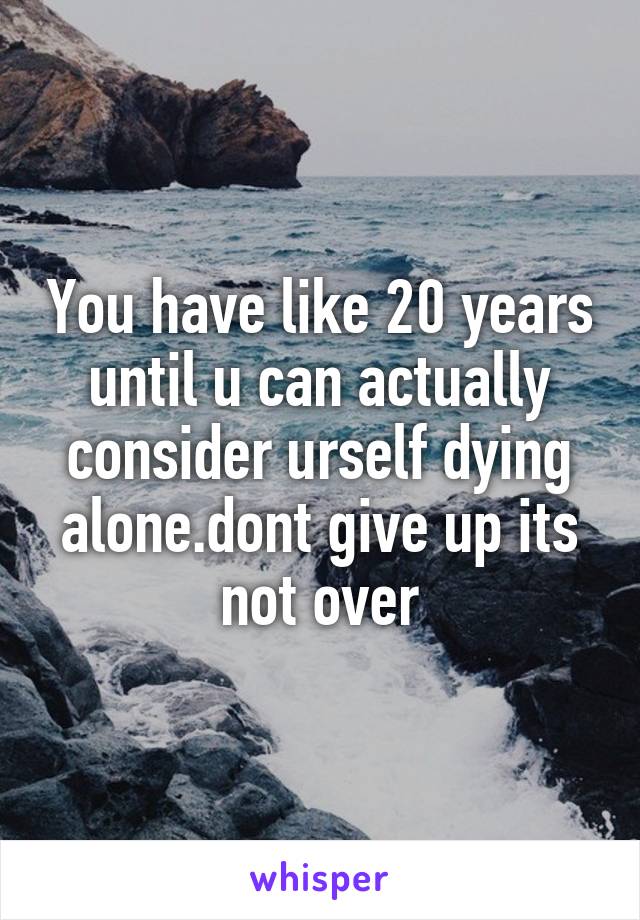 You have like 20 years until u can actually consider urself dying alone.dont give up its not over