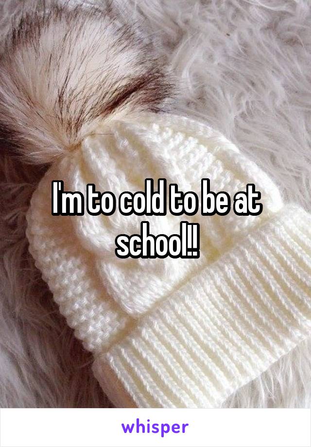 I'm to cold to be at school!!