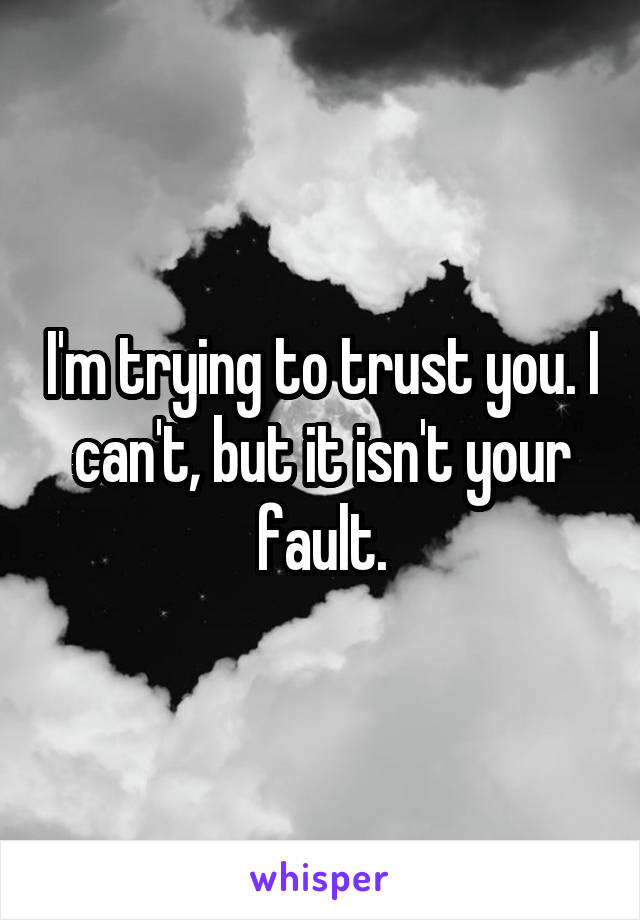 I'm trying to trust you. I can't, but it isn't your fault.