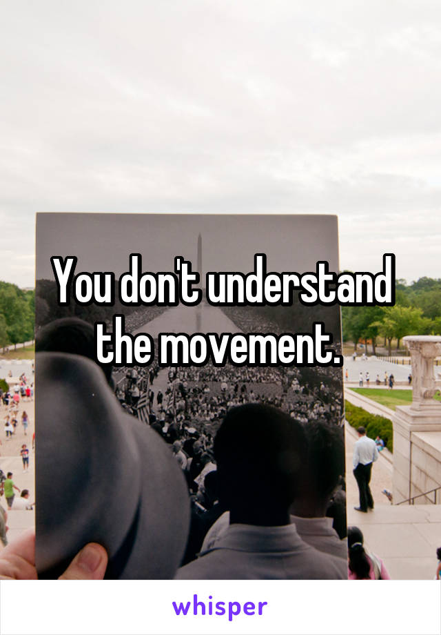 You don't understand the movement. 