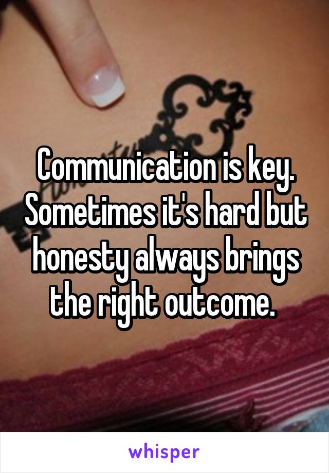 Communication is key. Sometimes it's hard but honesty always brings the right outcome. 