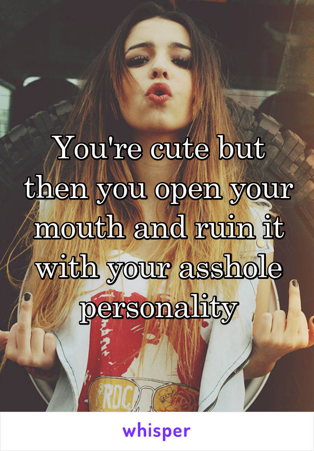 You're cute but then you open your mouth and ruin it with your asshole personality