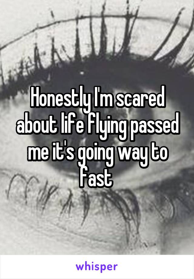 Honestly I'm scared about life flying passed me it's going way to fast 