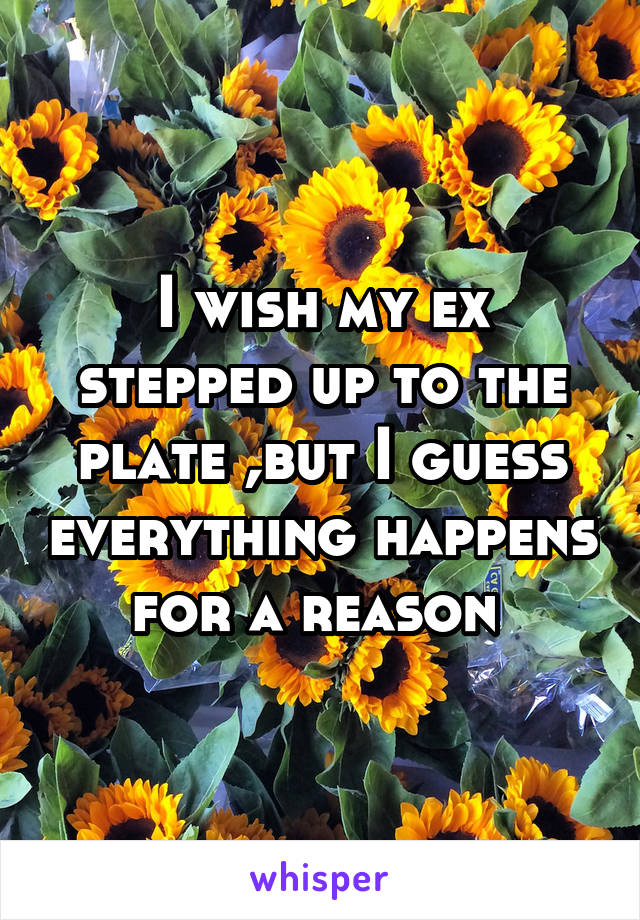 I wish my ex stepped up to the plate ,but I guess everything happens for a reason 