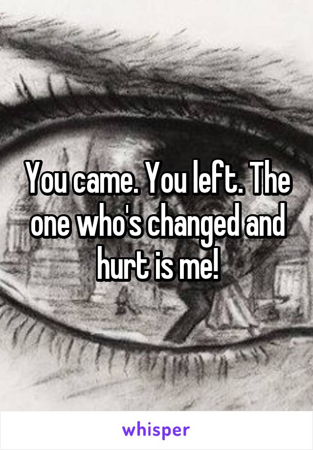 You came. You left. The one who's changed and hurt is me!