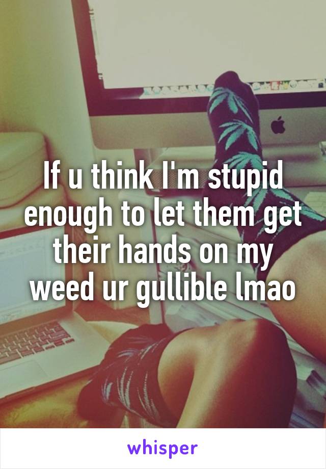 If u think I'm stupid enough to let them get their hands on my weed ur gullible lmao