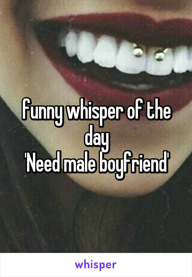 funny whisper of the day
'Need male boyfriend'